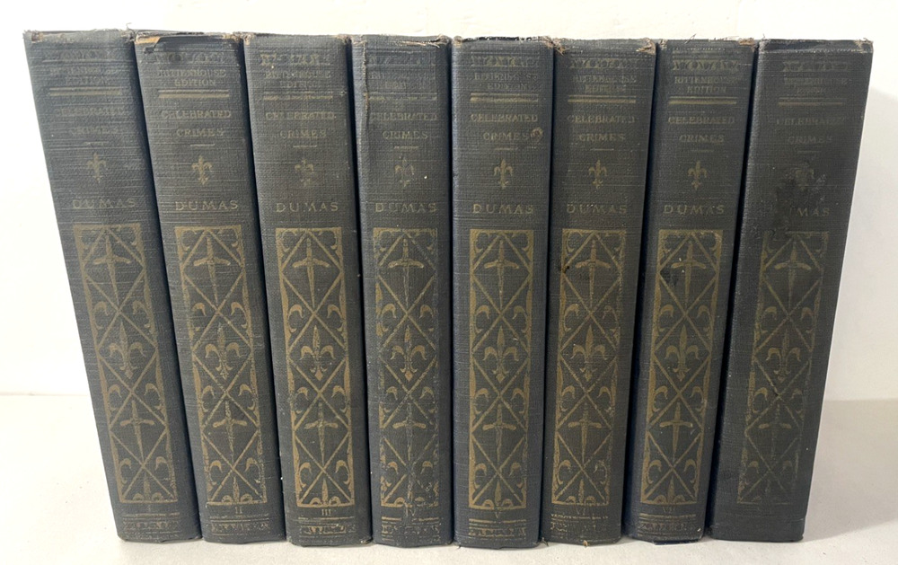 1895 Dumas Celebrated Crimes 8 Vol Set Rittenhouse Press Gilt Hard Cover